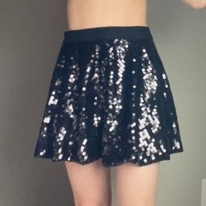 Sequined Black A-line skirt